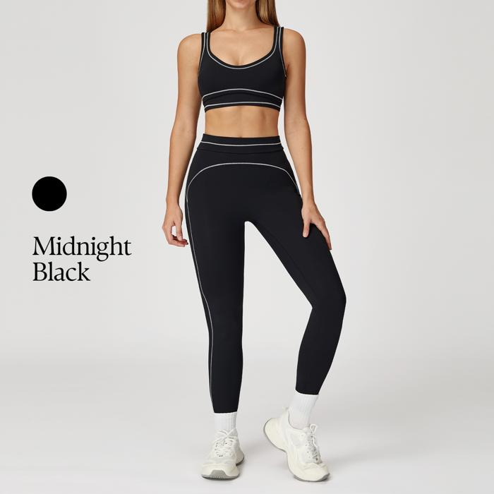 WOO YOGA Open back Contrast Trim Activewear Set