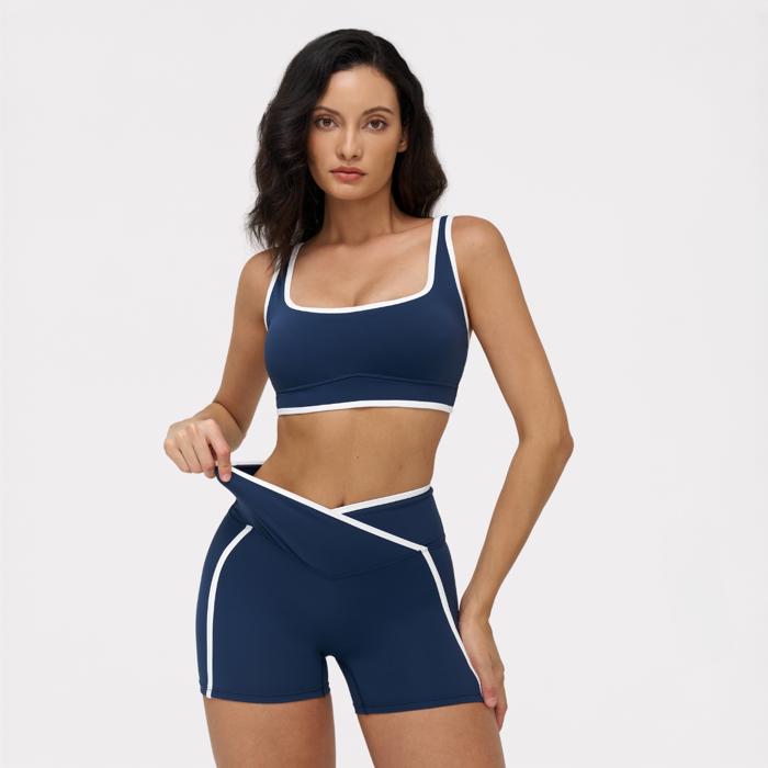WOO YOGA Contrast Trim Workout Matching Set