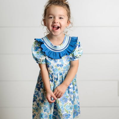 Teal Blue Smocked Dress