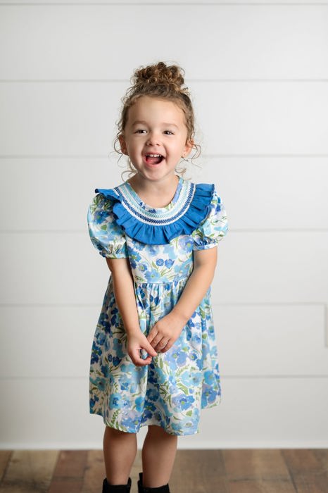 Teal Blue Smocked Dress