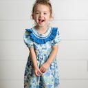 S Teal Blue Smocked Dress