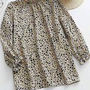 Large Frilled Neck 3/4 Sleeves Cheetah Blouse