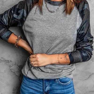 Camo Long Sleeve Raglan Top 