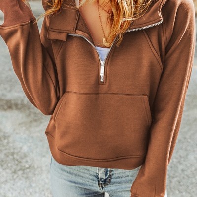 Quarter Zip Kangaroo Pocket Hoodie