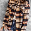 Small Geometric Plaid Print Pocketed Shacket