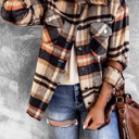 Medium Geometric Plaid Print Pocketed Shacket