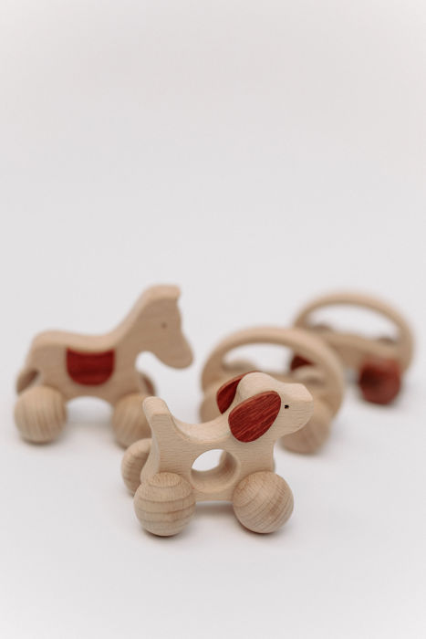 Wooden toy on wheels