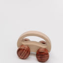 Car with red wheels Wooden toy on wheels