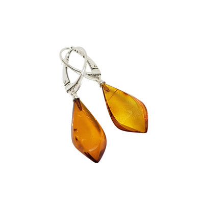 Baltic Amber Semi Faceted Drop Earrings On Hooks