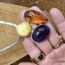  Amethyst, Amber and Citrine Silver Pendant