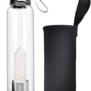  Clear Quartz Crystal Glass Water Bottle.