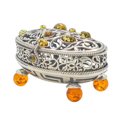 Multi Color Amber Silver Keepsake Box