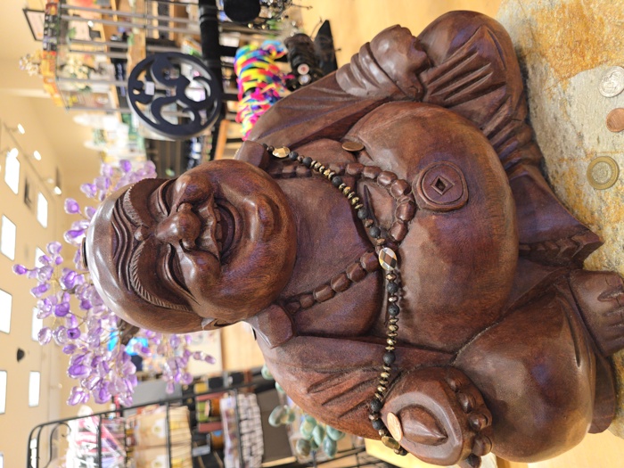 Chinese Maitreya Buddha Wood Carving Sculpture Laughing Buddha Statue for Happiness, Wealth & Good Fortune Home décor