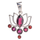  Faceted Garnet Sterling Silver Lotus Pendant
