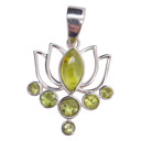  Faceted Peridot Sterling Silver Lotus Pendant