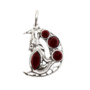  Amber Wolf On The Moon Pendant