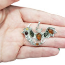  Bat on the Moon Multi color Amber /.925 Silver Pendant